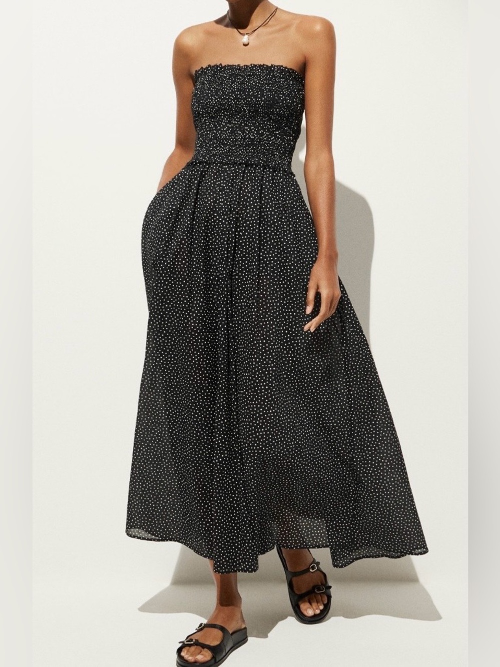 J.Crew / NWT/ Smocked Maxi Dress in Cotton Voile Polka Dot Print